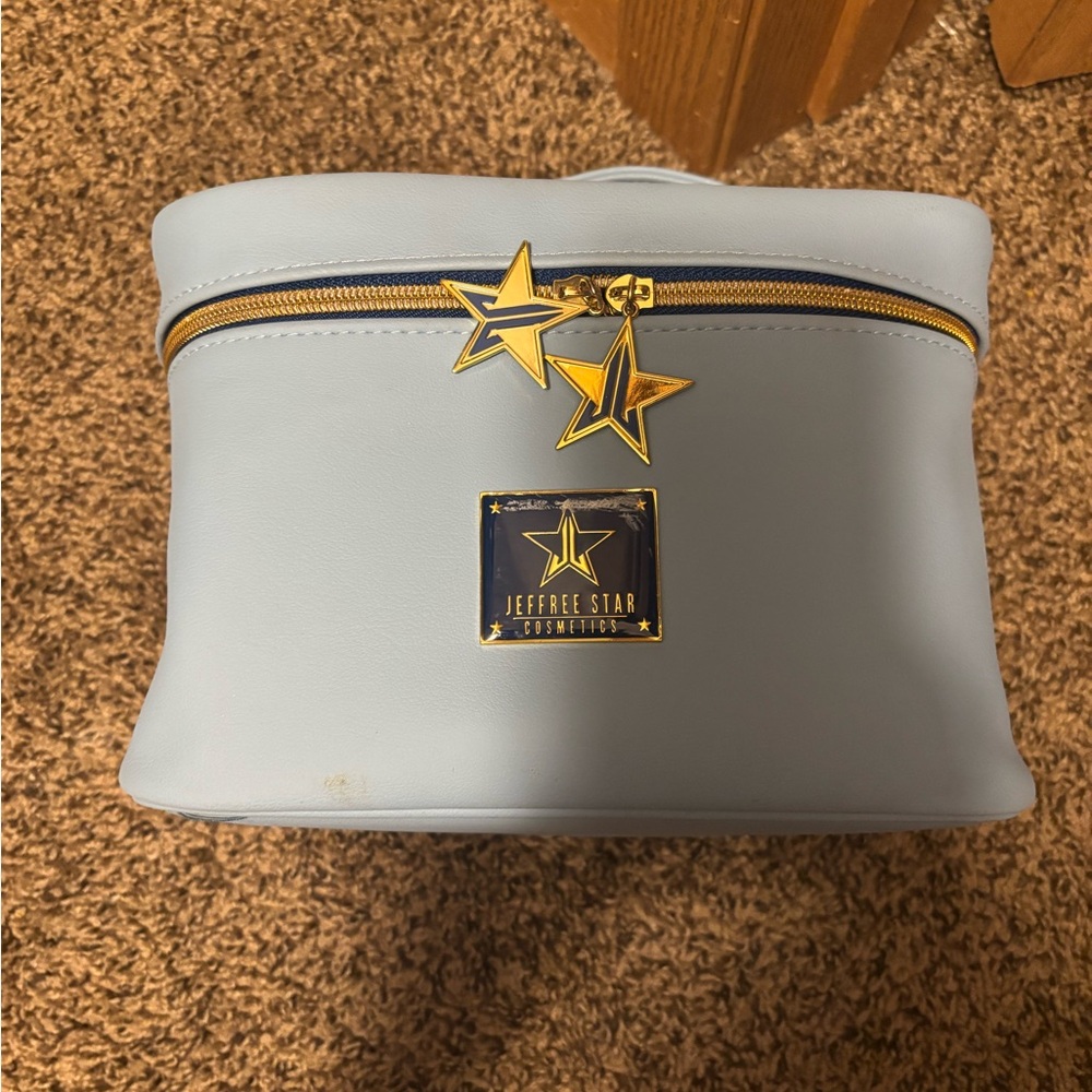 Jeffree Star Light Blue Makeup Bag with Gold Stars